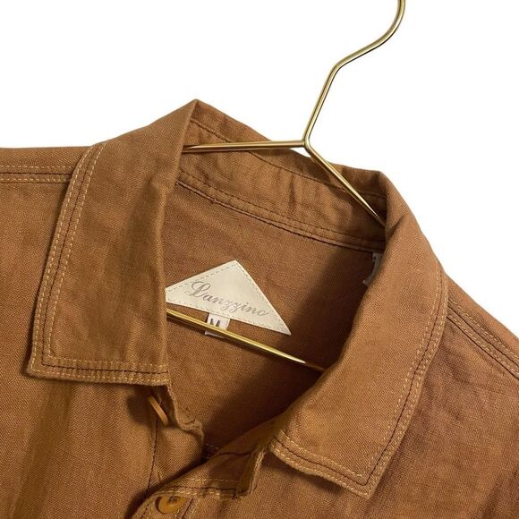 Lanzzino Short Sleeve Linen Button Down Shirt Size MED - Picture 3 of 7